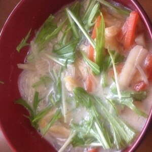 有機野菜ときのこの豆乳味噌デトックススープ